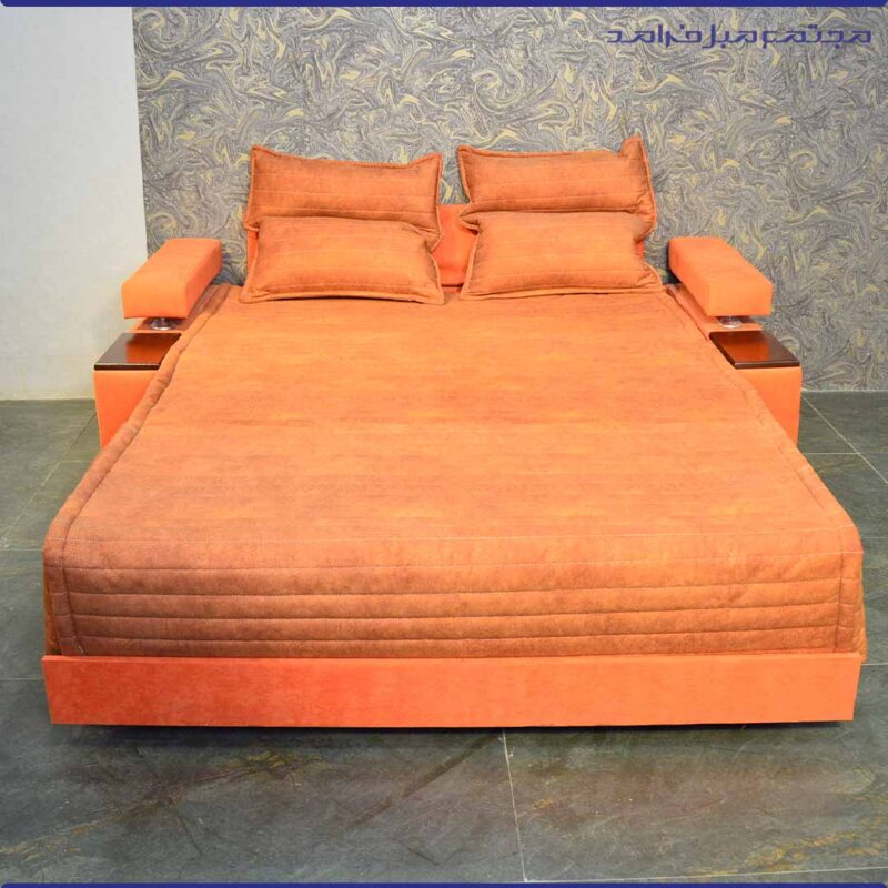 تختخوابشو مدل ساپتا دسته لاویز عرض 140 رنگ نارنجی